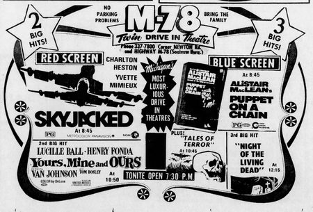 1972 ad M-78 Twin/Triple Drive-In Theatre, Lansing